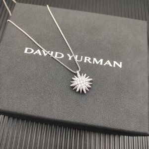 David Yurman Silver Starburst Diamond Necklace with Radiant Pendant
